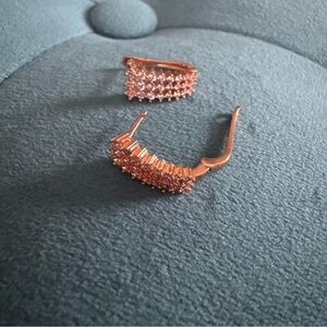 NEW costume jewelry, gold with diamonds huggie earrings